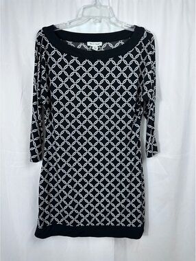 White House Black Market Black and White Patterned Dress Size M